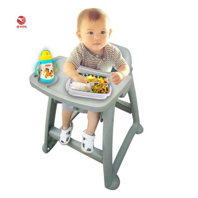 Seating Assembled Gray Stackable Plastic Restaurant High Chair with Tray and Wheels