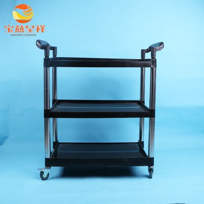 Hotel Plastic Cleaning 3 Shelf Service Trolley Hand Trolley